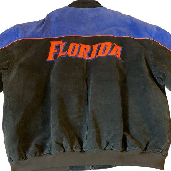 Vintage Florida Gators Suede Varsity Bomber Full Zip Jacket Coat Size 2X Essex - Picture 2 of 13